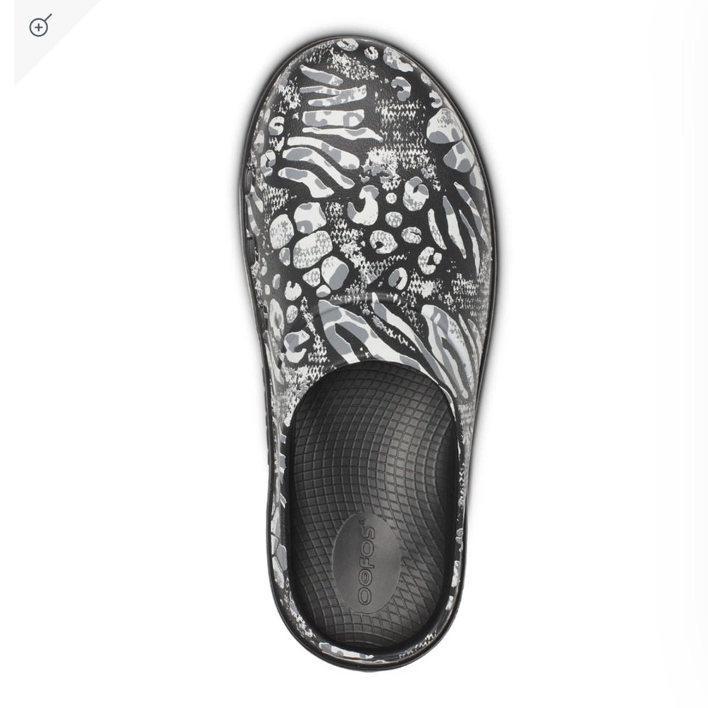 OOFOS Black and White Patterned Footwear